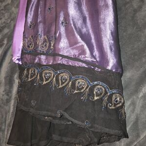 Purple and Black Embroidered Wrap